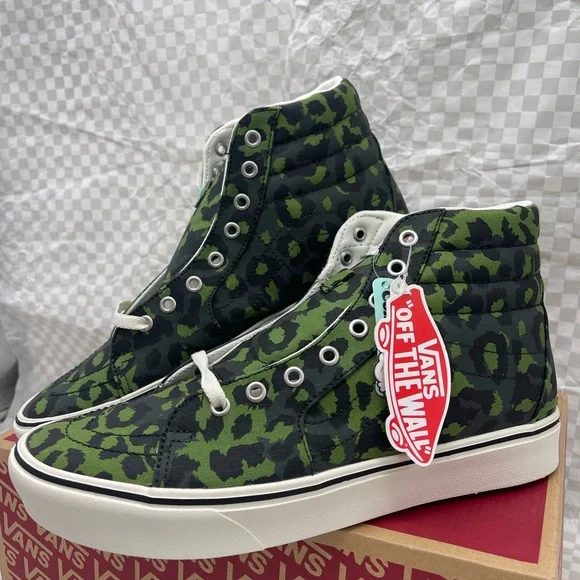 Vans Men’s Comfycush Sk8-Hi Leopard Cactus Scarab Sneakers VN0A3WMB9L9